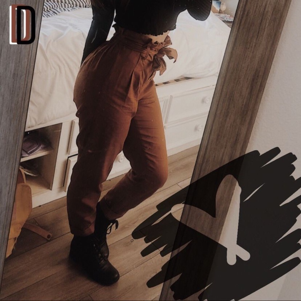brown high waisted pants
